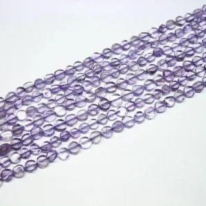Natural Pink Amethyst Smooth Round Coin Gemstone Loose Beads Strand 14" 5mm 6mm