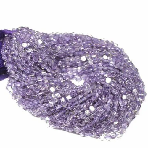 Natural Pink Amethyst Smooth Round Coin Gemstone Loose Beads Strand 14" 5mm 6mm