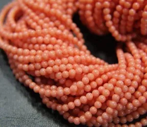 Natural Pink Coral Smooth Round Beads 4mm 16inches