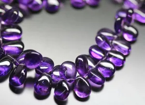 Natural Purple African Amethyst Smooth Pear Drop Briolette Beads 9" 10mm 15mm