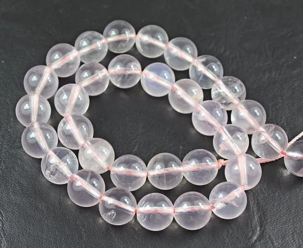 Natural Rose Quartz Smooth Round Ball Gemstone Loose Beads Strand 12mm 16"