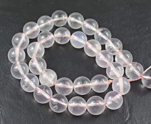 Natural Rose Quartz Smooth Round Ball Gemstone Loose Beads Strand 12mm 16"