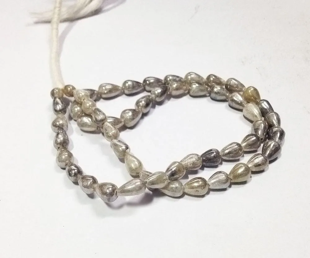 Natural Silverite Smooth Teardrop Briolette Gemstone Loose Beads Strand 8" 8mm