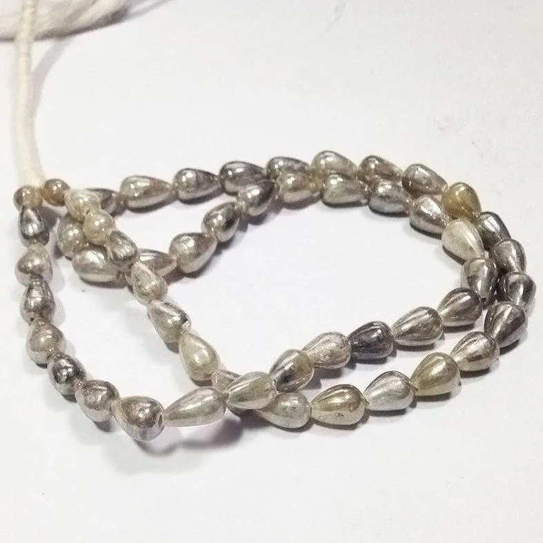 Natural Silverite Smooth Teardrop Briolette Gemstone Loose Beads Strand 8" 8mm