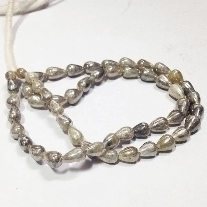 Natural Silverite Smooth Teardrop Briolette Gemstone Loose Beads Strand 8" 8mm