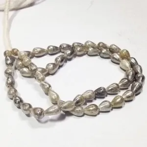 Natural Silverite Smooth Teardrop Briolette Gemstone Loose Beads Strand 8" 8mm