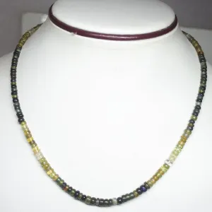 Natural Tundra Sapphire Smooth Rondelle Beads Necklace 4mm 5mm 17inches