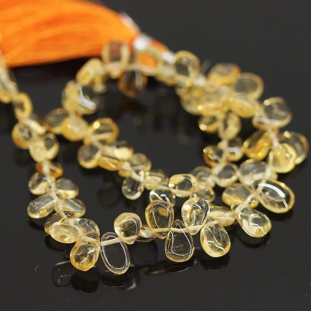 Natural Yellow Citrine Large Size Smooth Pear Drops Briolette Beads 9mm 18mm 7"