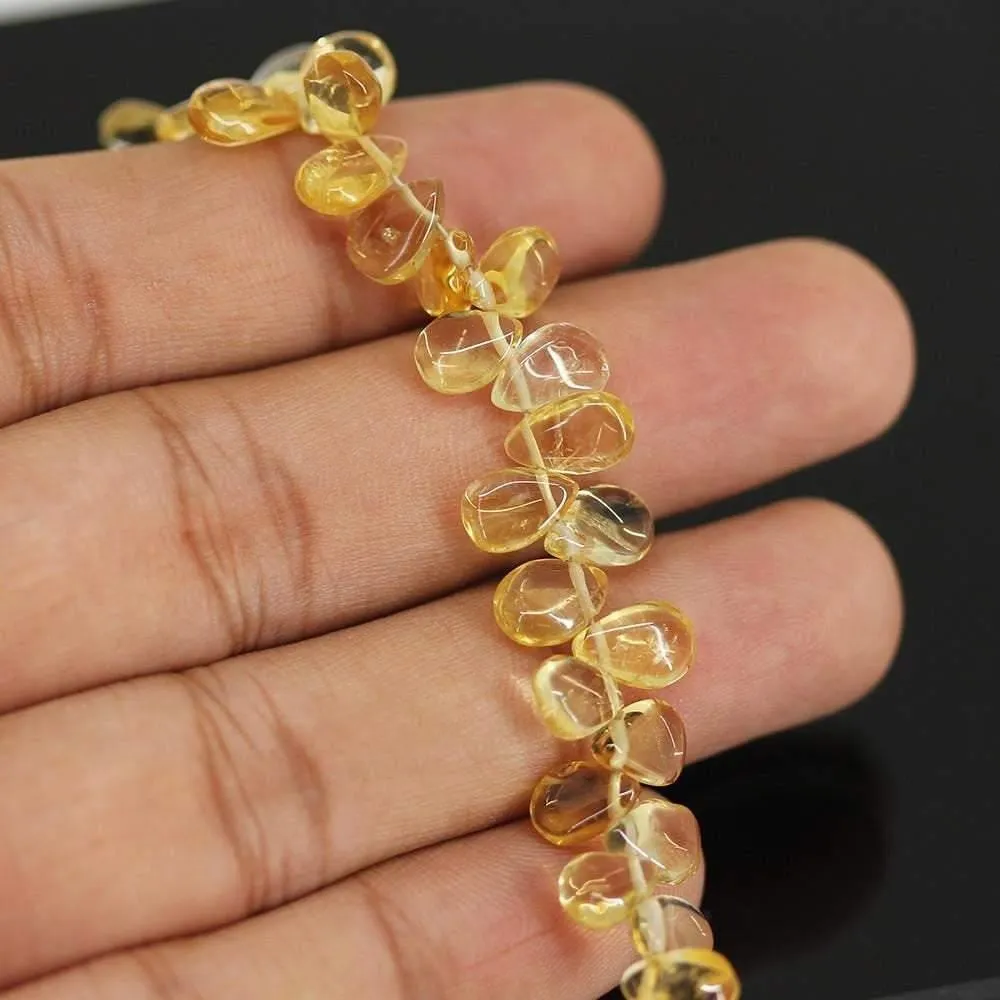 Natural Yellow Citrine Large Size Smooth Pear Drops Briolette Beads 9mm 18mm 7"