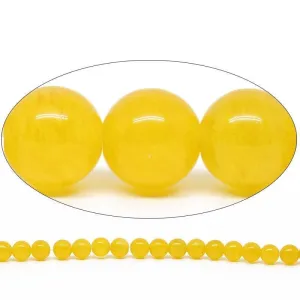 Natural Yellow Jade Smooth Round Ball Gemstone Loose Spacer Beads 10mm 15"