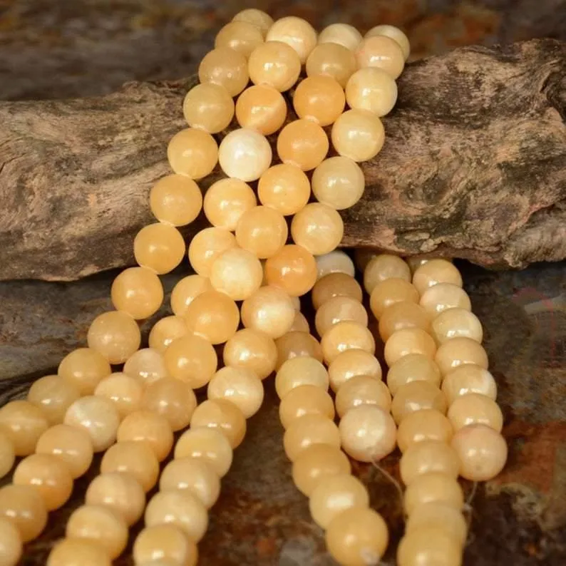 Natural Yellow Jade Smooth Round Beads 6mm 13inches