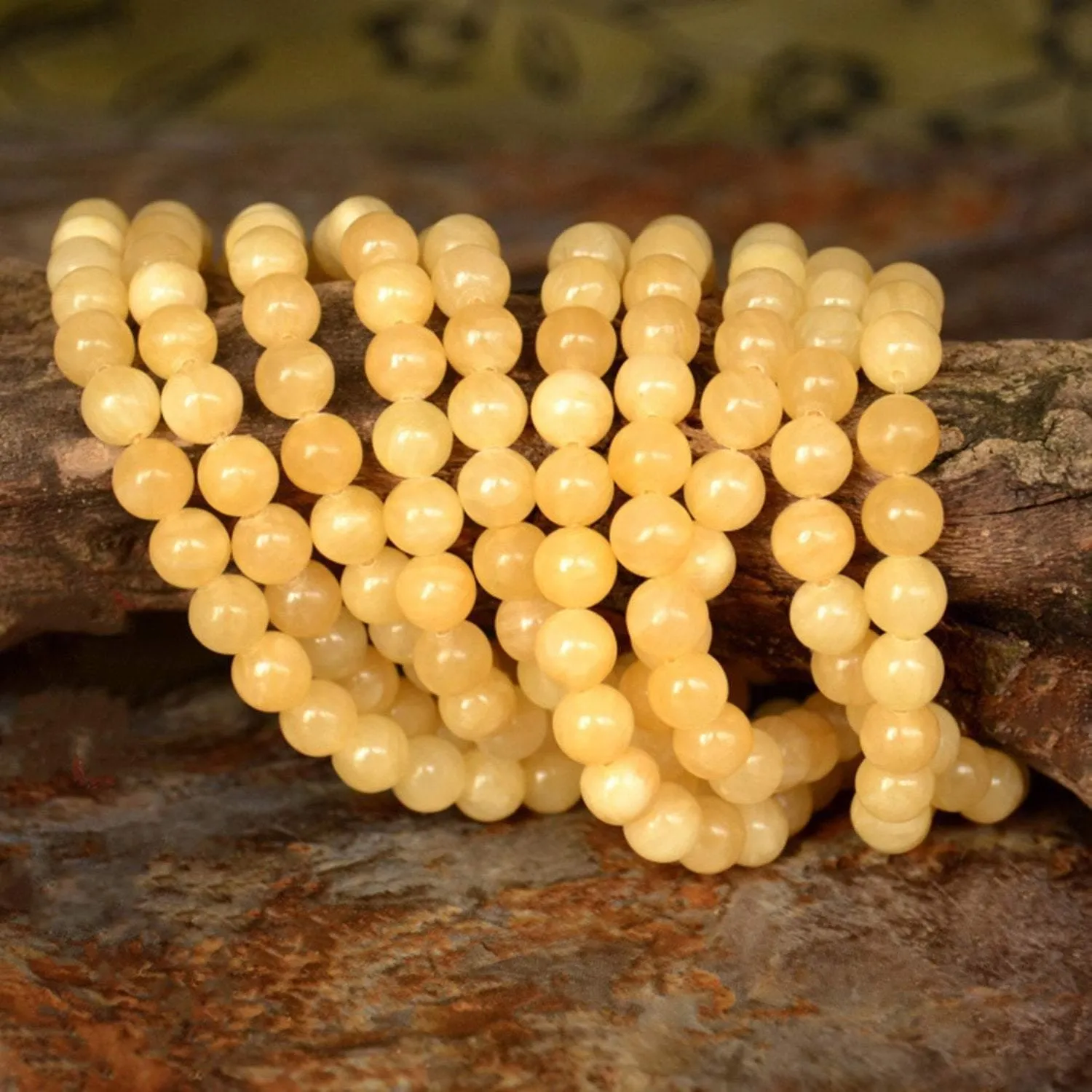 Natural Yellow Jade Smooth Round Beads 6mm 13inches