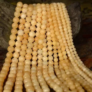 Natural Yellow Jade Smooth Round Beads 6mm 13inches
