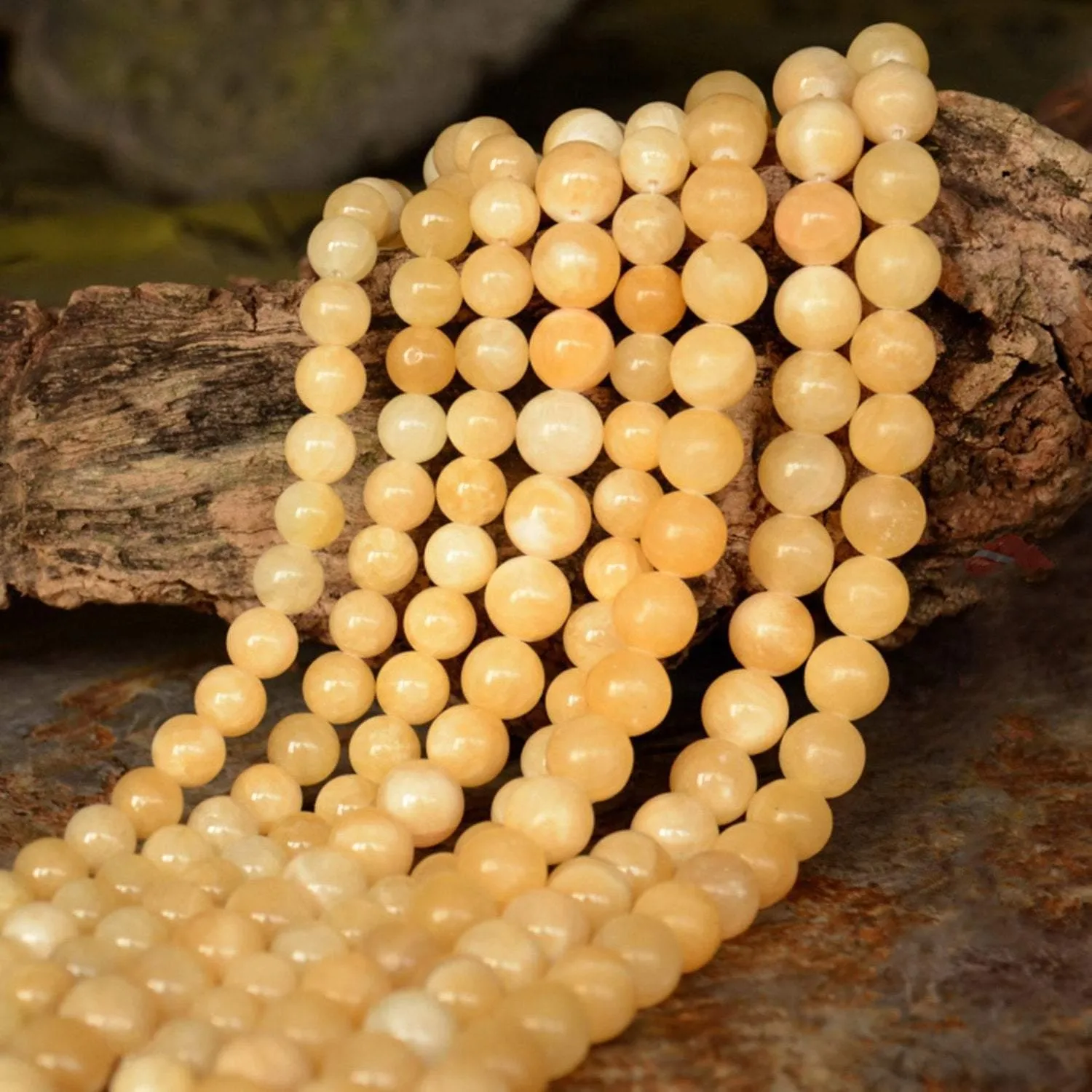 Natural Yellow Jade Smooth Round Beads 6mm 13inches