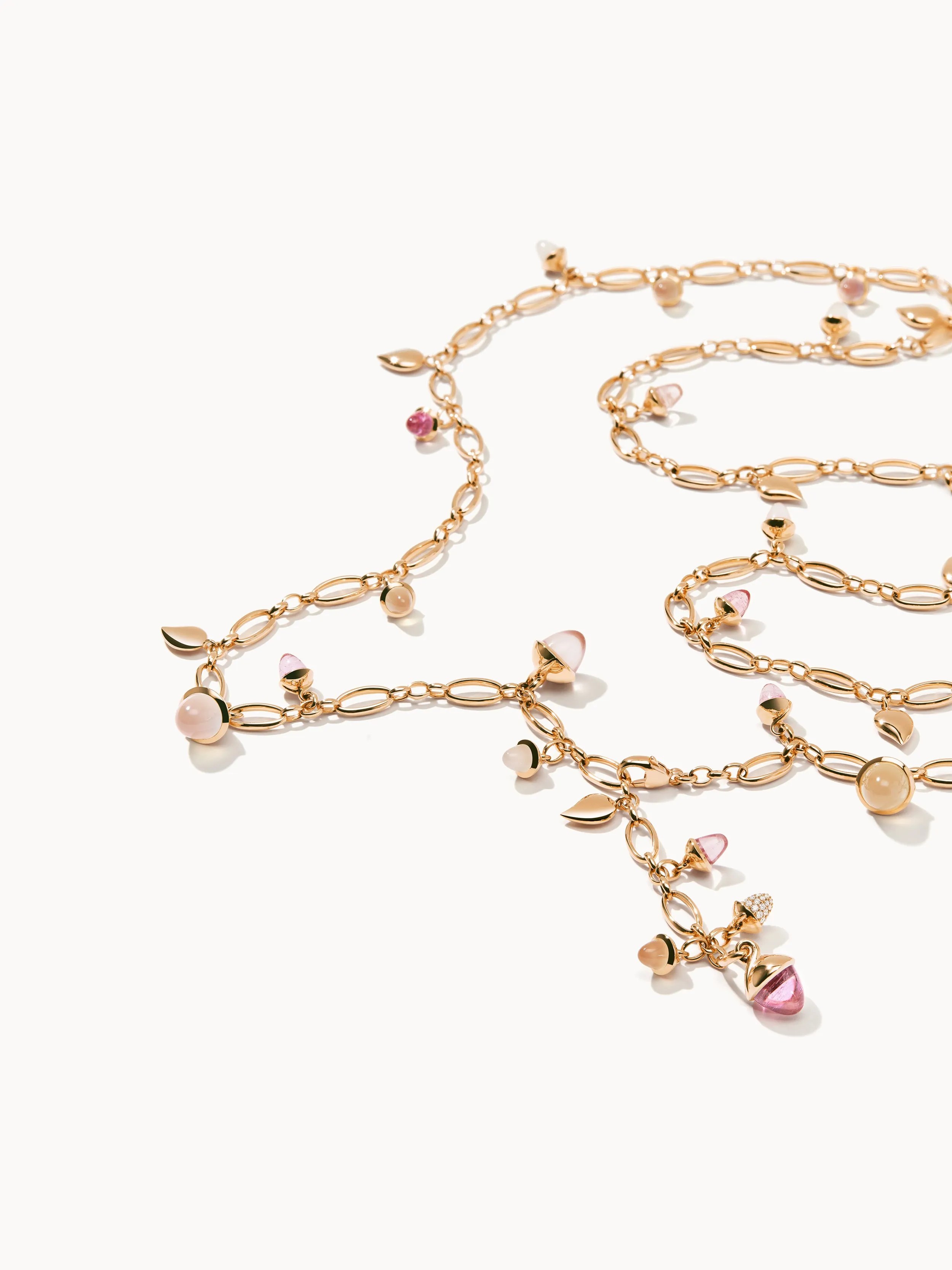 Necklace MIKADO 'Blush' with Diamond Pavé - 100 cm Blush with Diamond Pavé