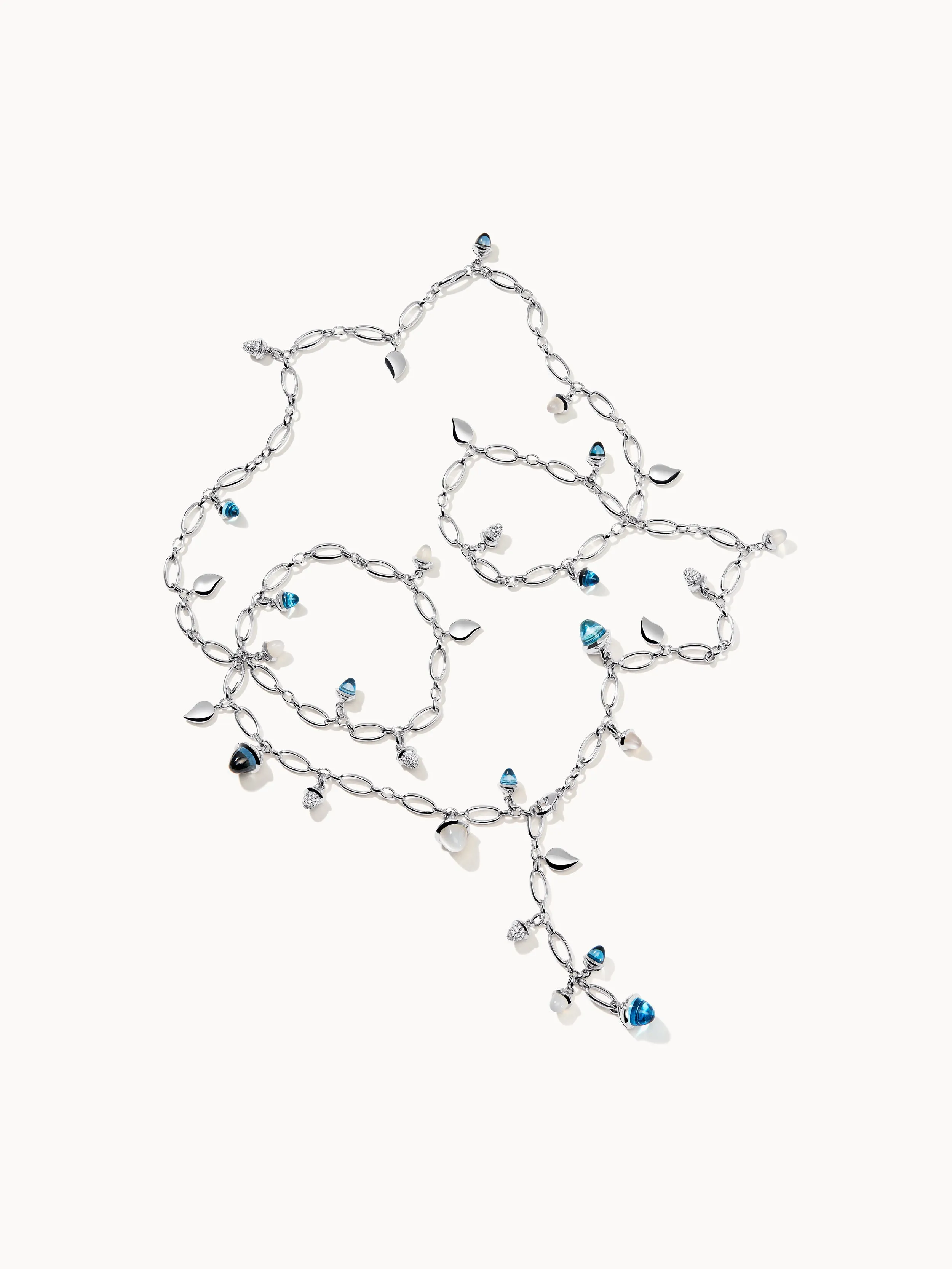 Necklace MIKADO 'Ocean' with Diamond Pavé - 100 cm Ocean
