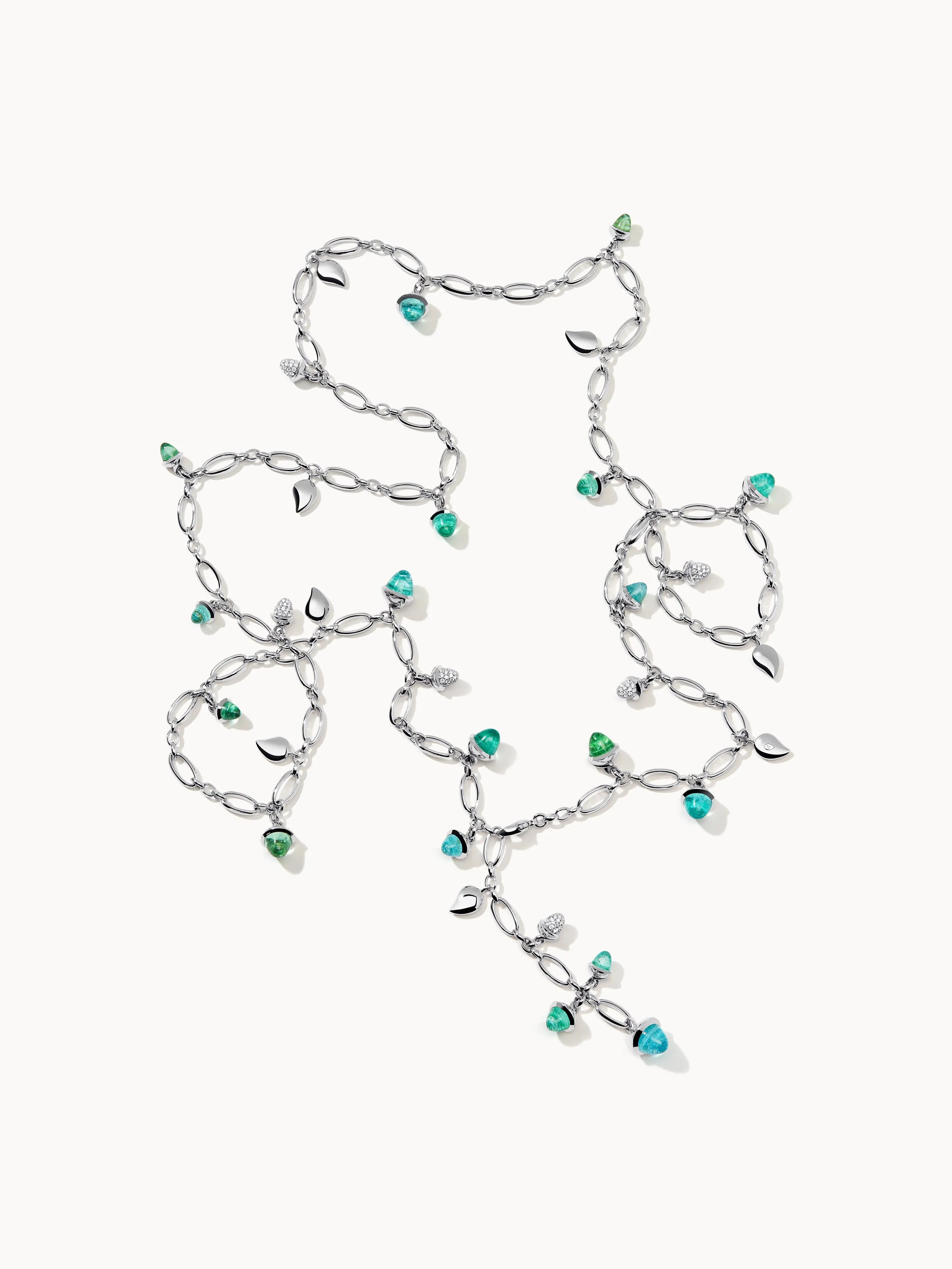 Necklace MIKADO 'Paraiba' with Diamond Pavé - 100 cm Paraiba with Diamond Pavé