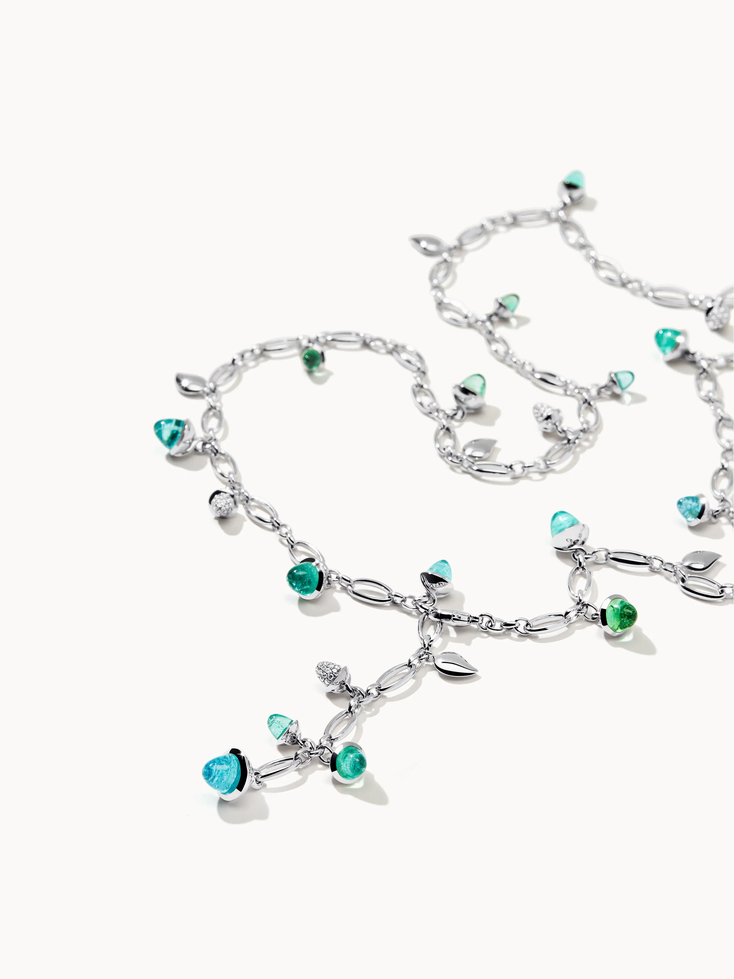 Necklace MIKADO 'Paraiba' with Diamond Pavé - 100 cm Paraiba with Diamond Pavé