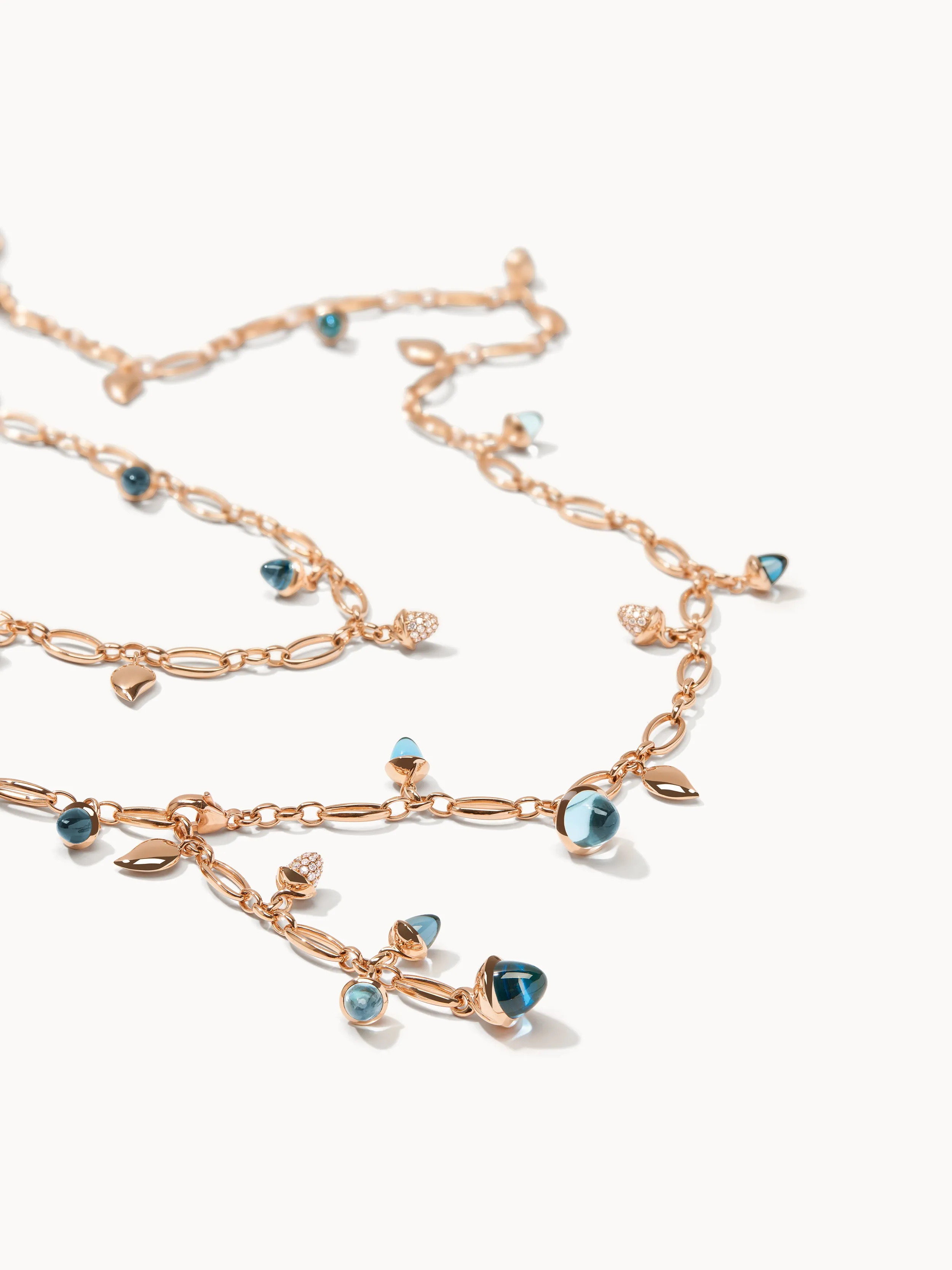 Necklace MIKADO 'Sky' with Diamond Pavé - 100 cm with Diamond Pavé