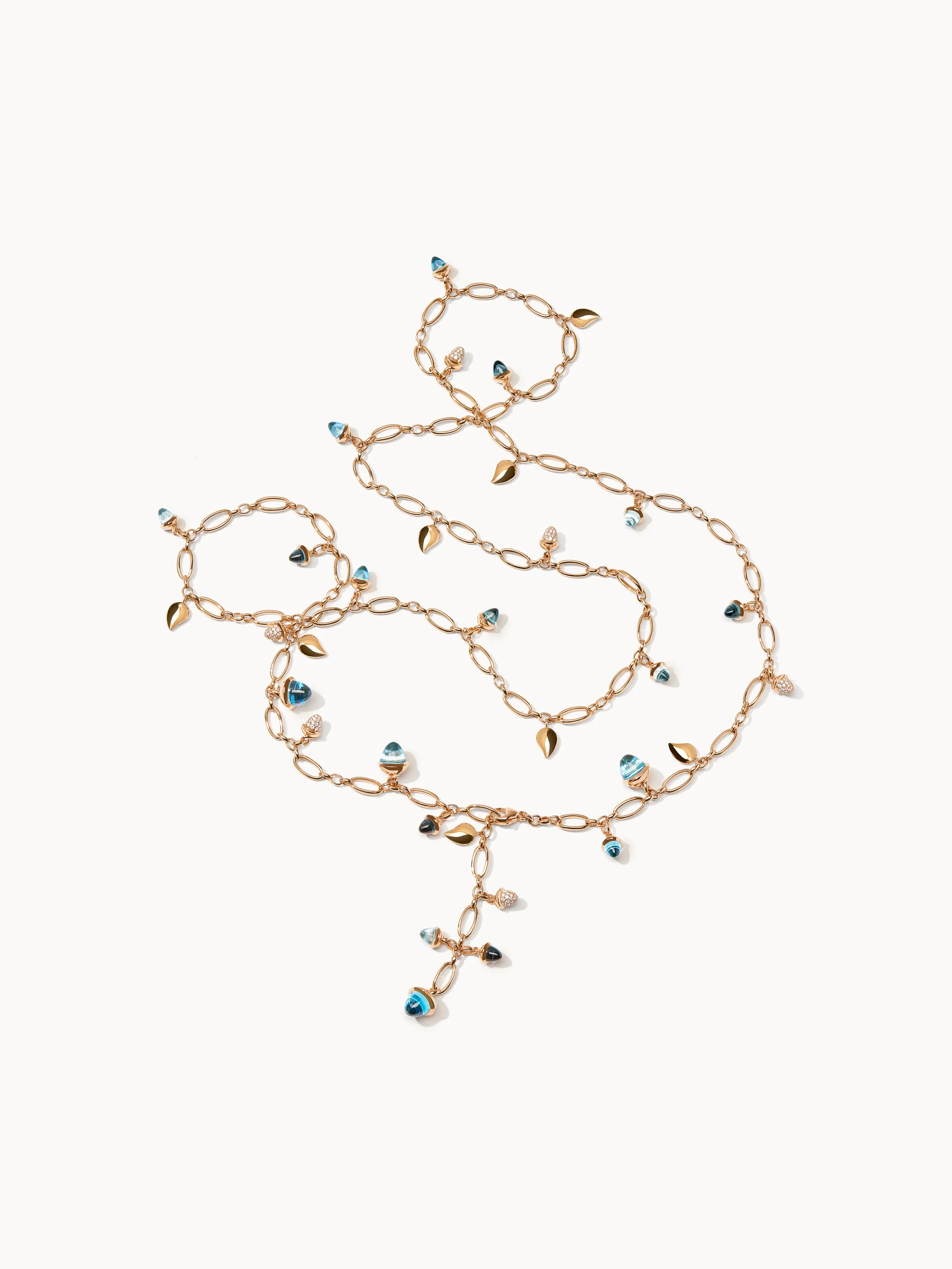 Necklace MIKADO 'Sky' with Diamond Pavé - 100 cm with Diamond Pavé