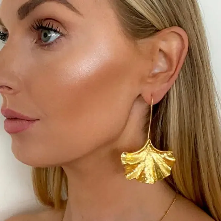 Nicholls Drop Fan Earrings-Gold