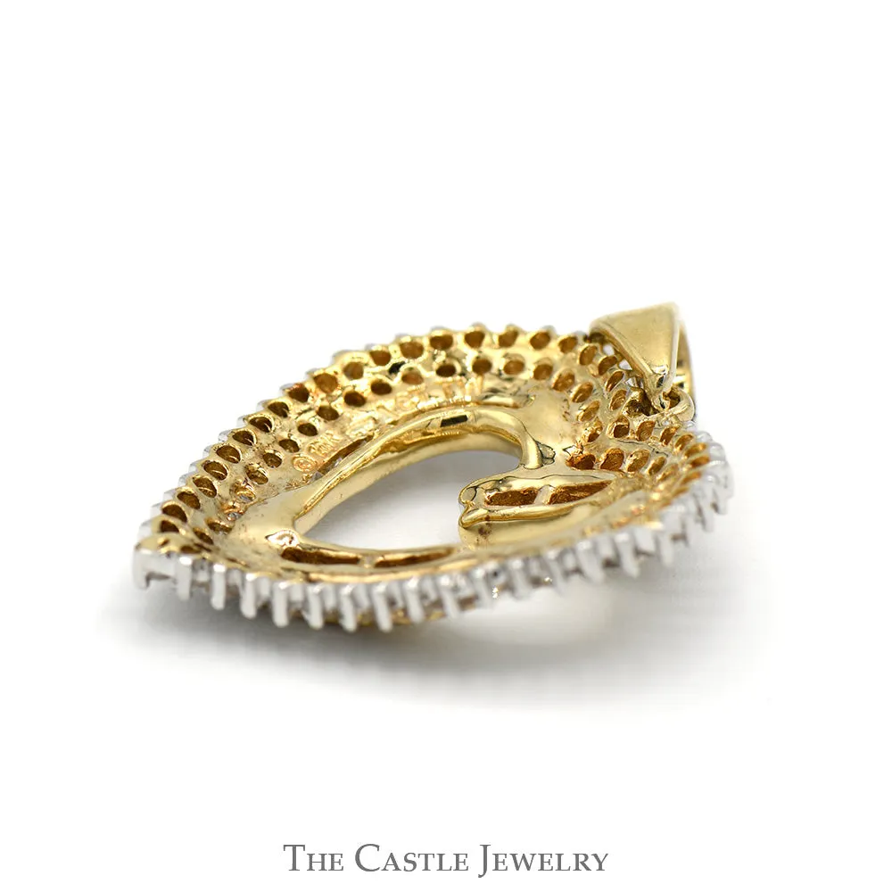 Open Heart Shaped 1cttw Diamond Cluster Pendant in 10k Yellow Gold