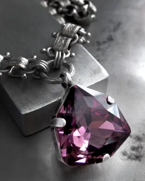 ORACLE - Purple Crystal Pendant Necklace w Rare Trilliant 'Amethyst' Crystal