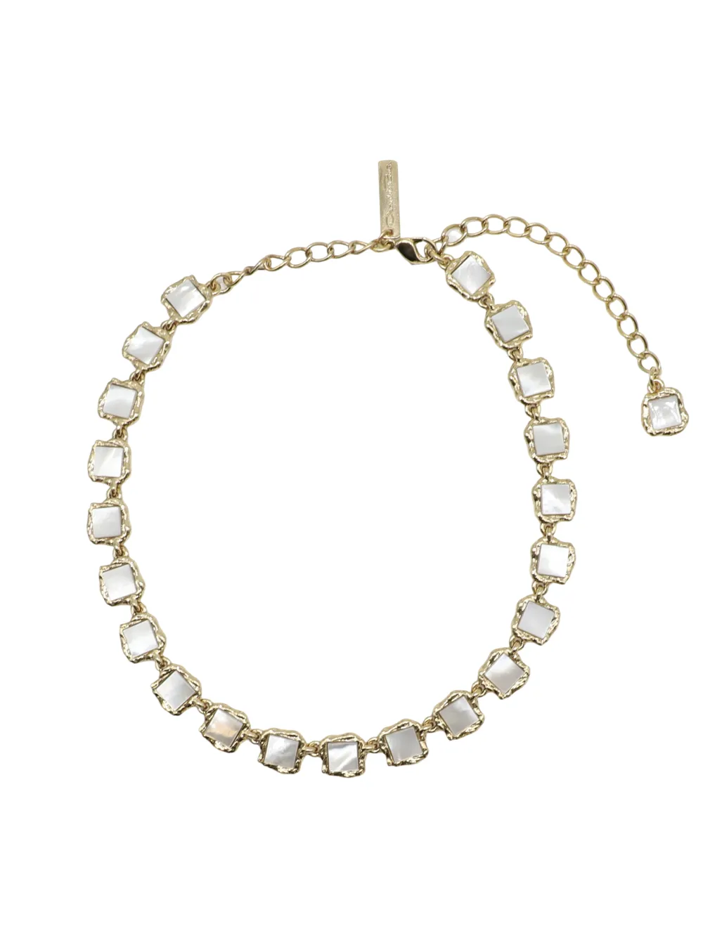 Oscar de la Renta Tiles Necklace in White Mother of Pearl