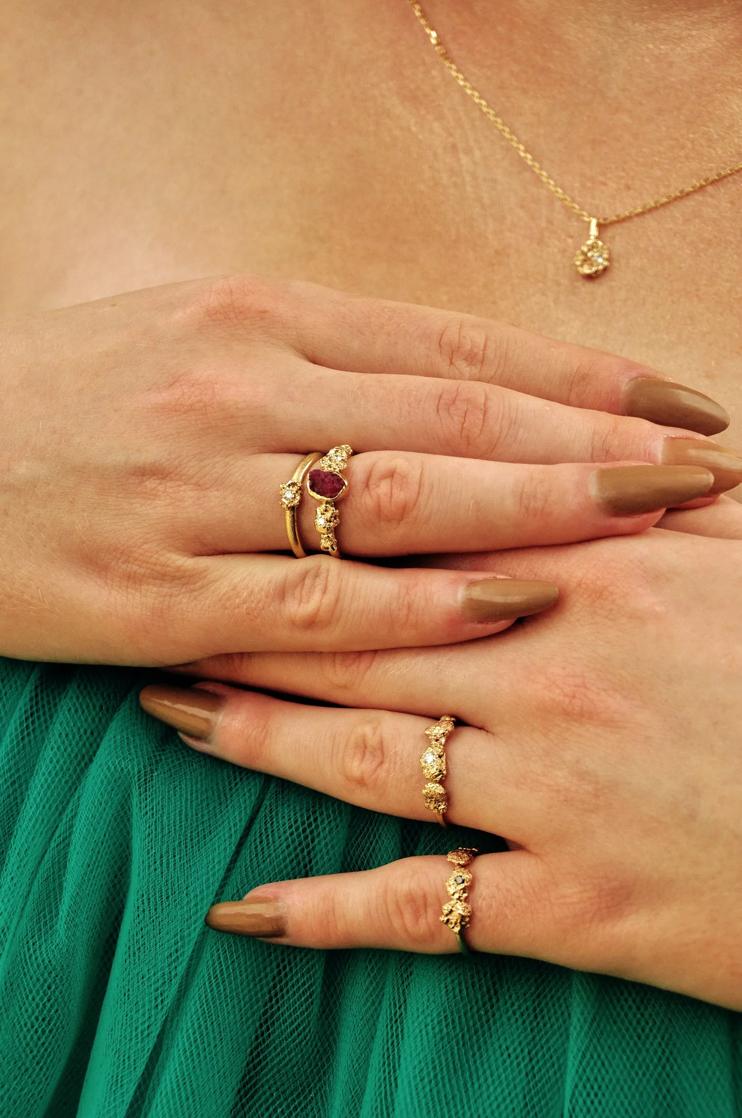 Out of the Sea 14k Yellow Gold Necklace with White Diamond