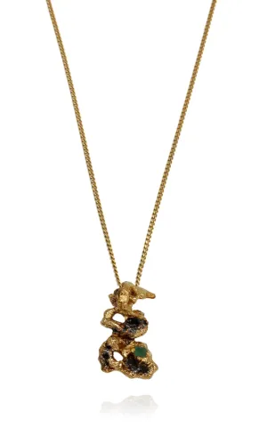 Out of the Sea Necklace with Raw Emerald