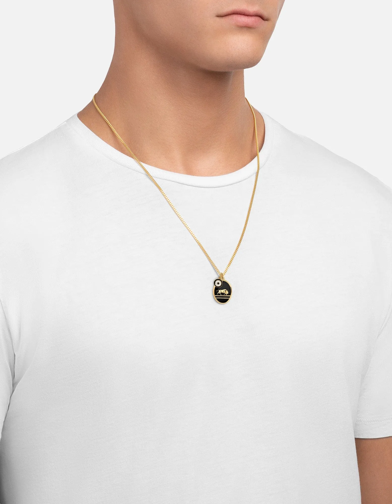 Oxen Necklace, Gold Vermeil/Black