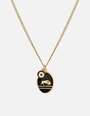 Oxen Necklace, Gold Vermeil/Black