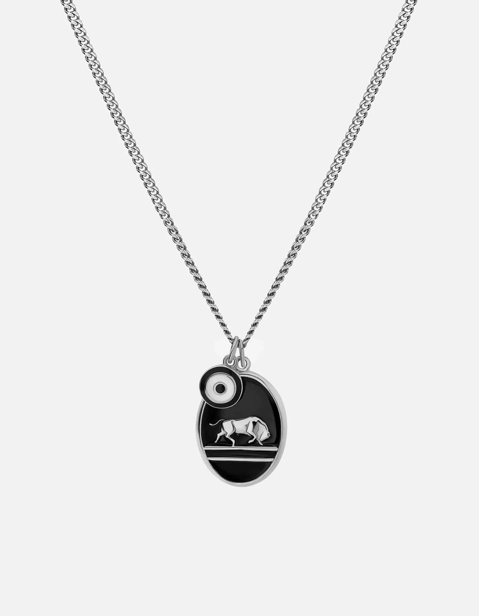 Oxen Necklace, Sterling Silver/Black