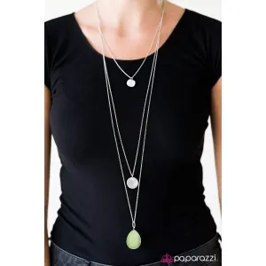 Paparazzi RAIN Supreme Faceted Green Teardrop Silver Necklace & Earring Set