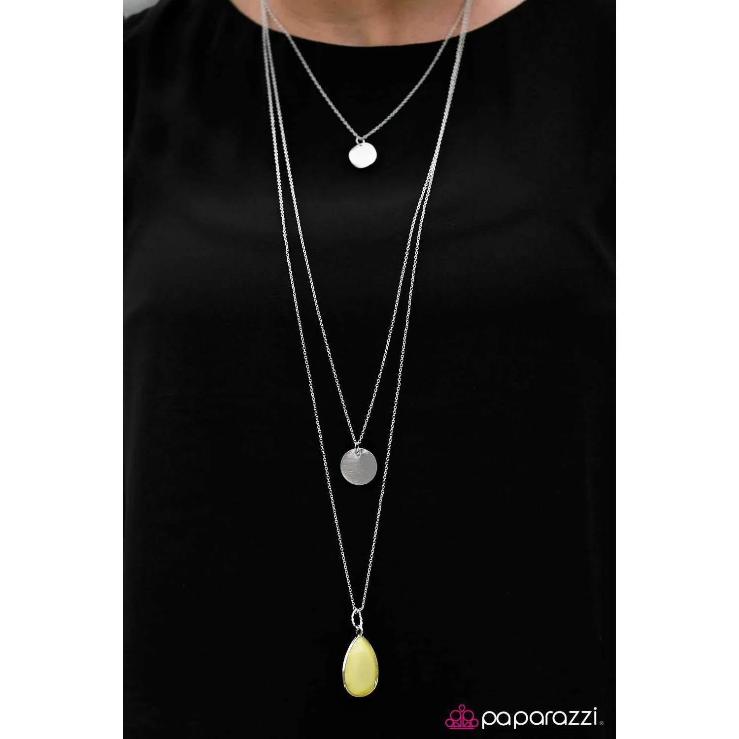 Paparazzi RAIN Supreme Faceted Yellow Teardrop Silver Necklace & Earring Set