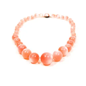 Pastel Pink Moon Glow Beaded Necklace