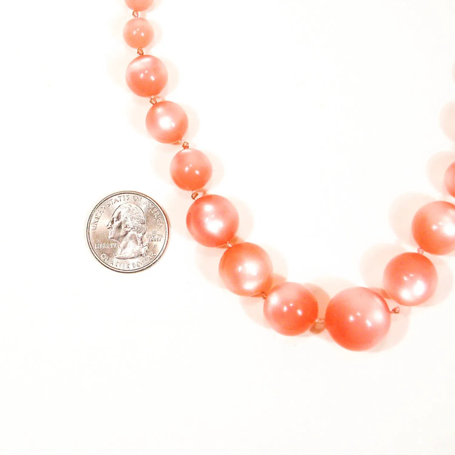Pastel Pink Moon Glow Beaded Necklace