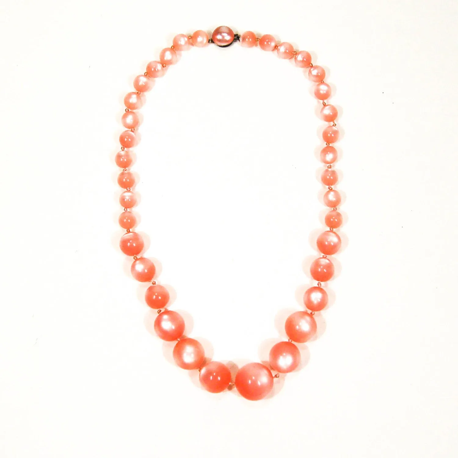 Pastel Pink Moon Glow Beaded Necklace