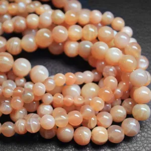 Peach Moonstone Natural Smooth Round Gemstone Loose 5mm 8mm 14" Beads Strand