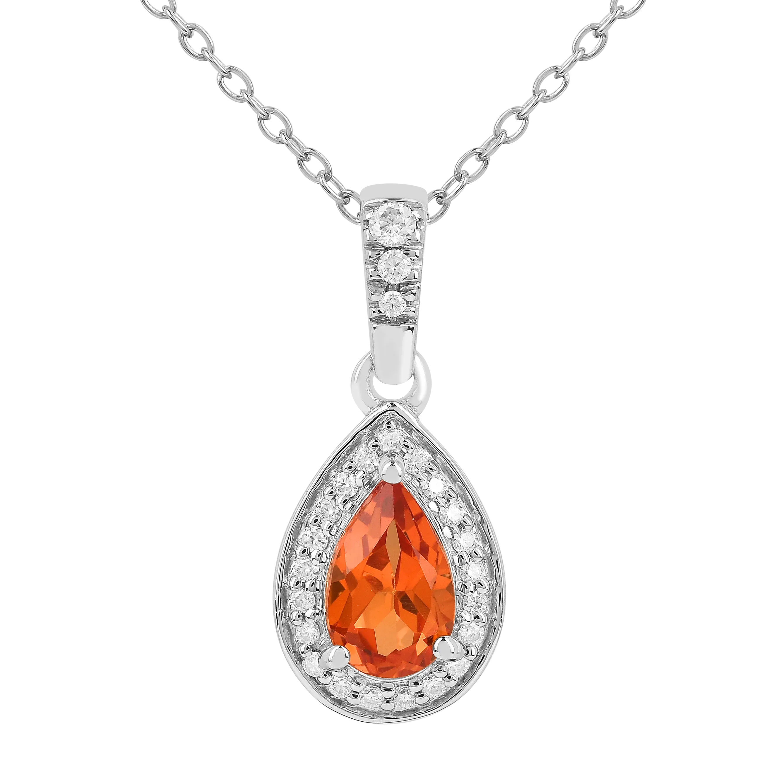 Peach sapphire Teardrop Pendant Necklace