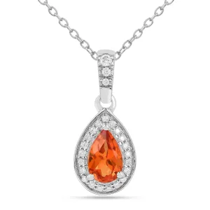 Peach sapphire Teardrop Pendant Necklace