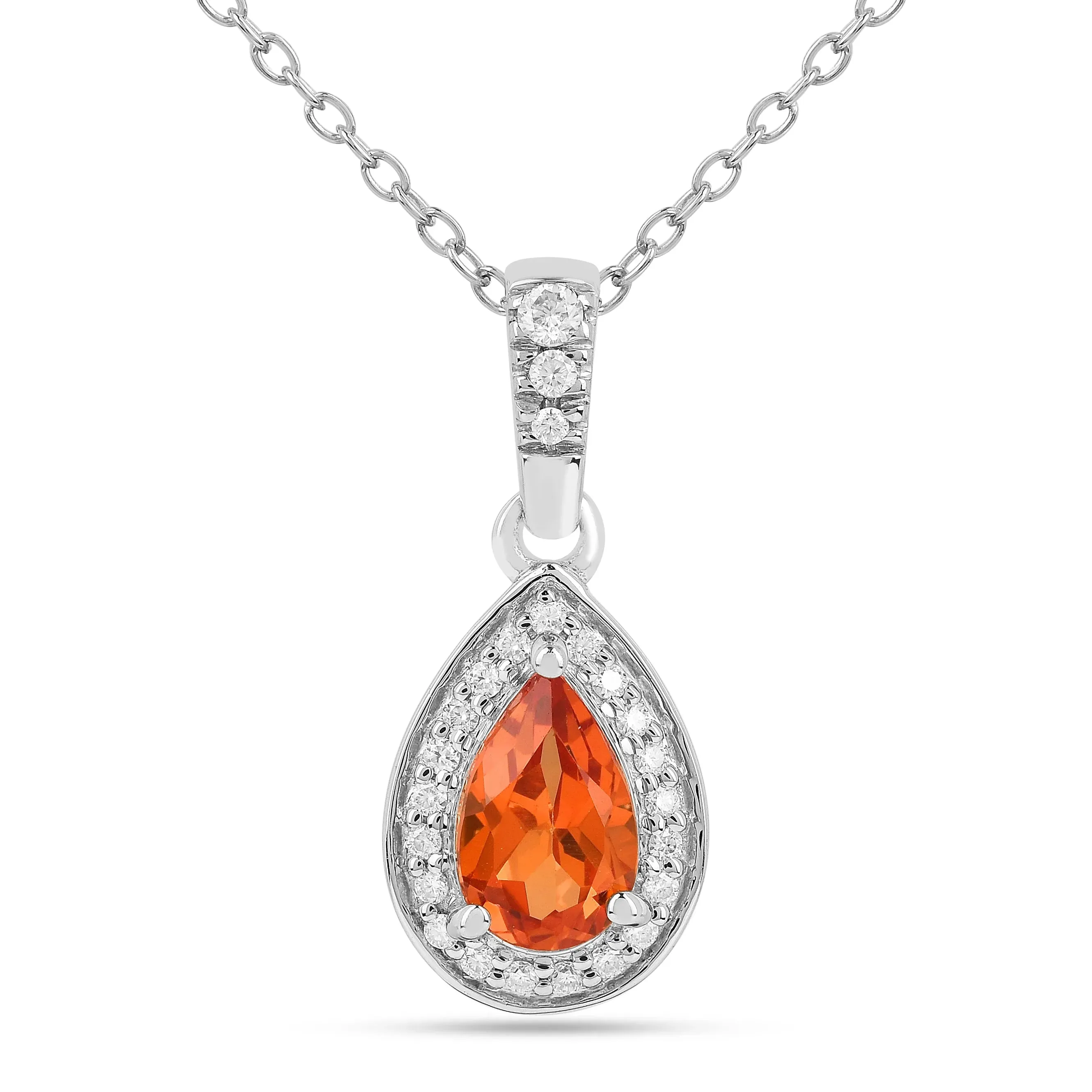 Peach sapphire Teardrop Pendant Necklace
