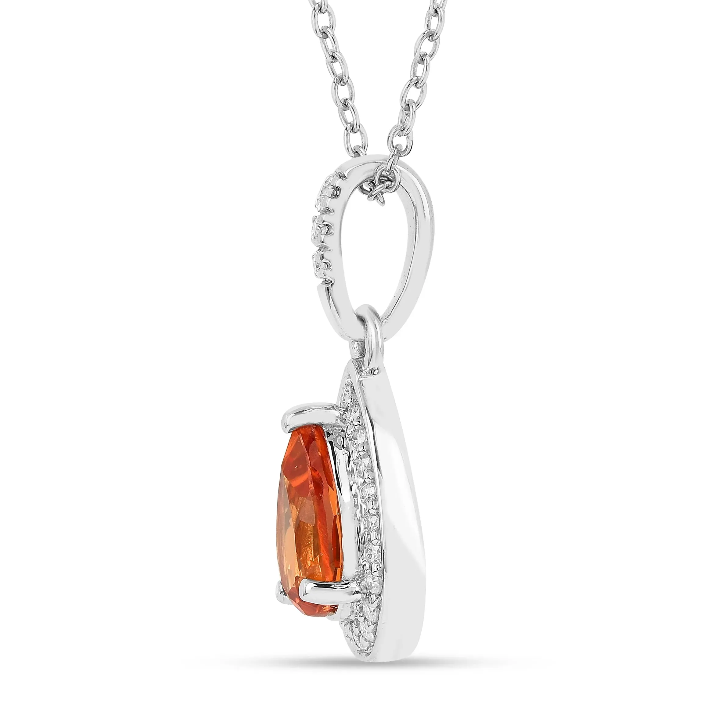 Peach sapphire Teardrop Pendant Necklace