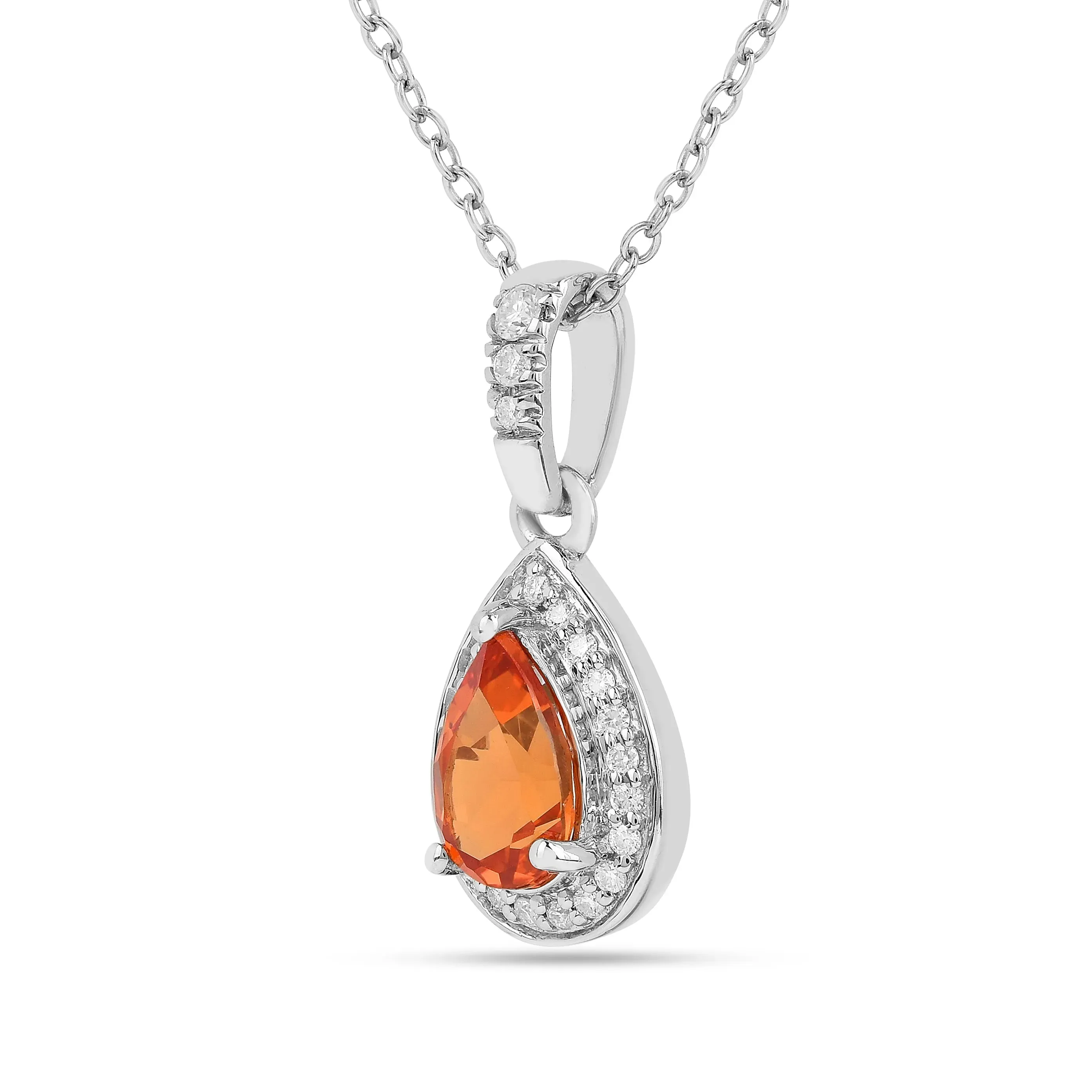 Peach sapphire Teardrop Pendant Necklace
