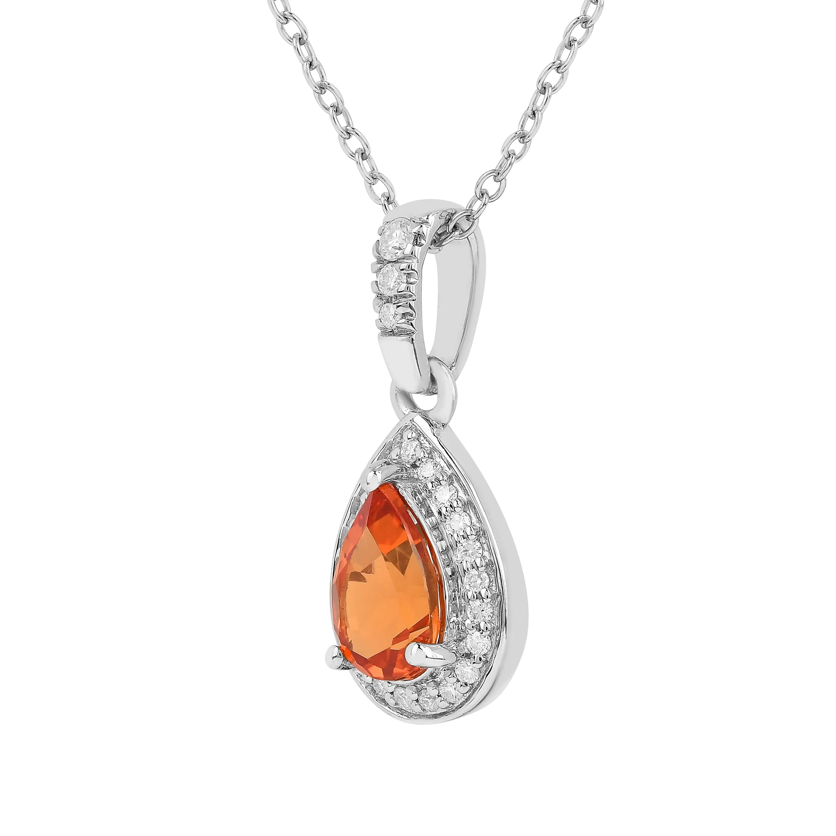 Peach sapphire Teardrop Pendant Necklace