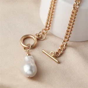 Pearl & 18K Gold-Plated Pendant Lariat Necklace