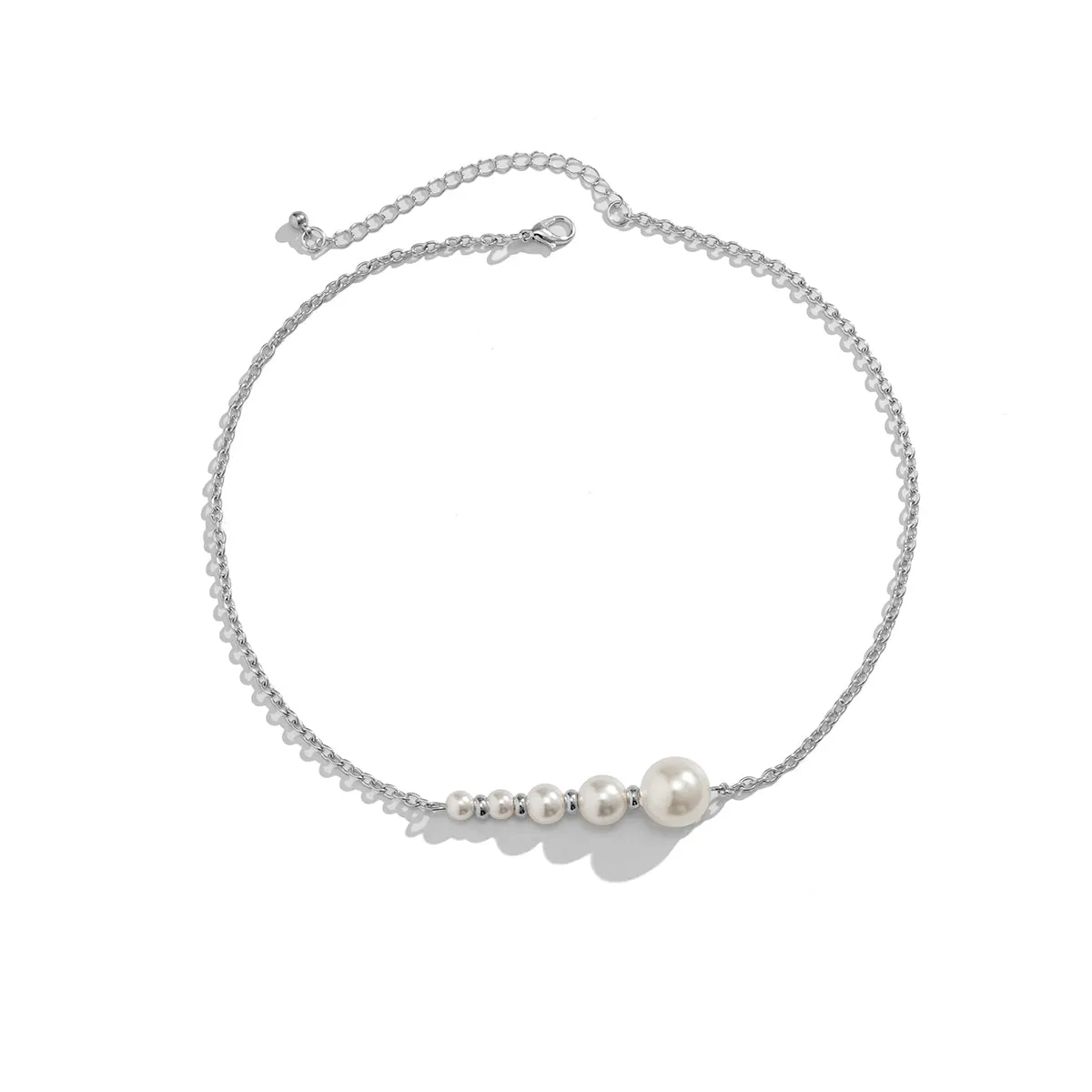 Pearl & Silver-Plated Beaded Bar Pendant Necklace