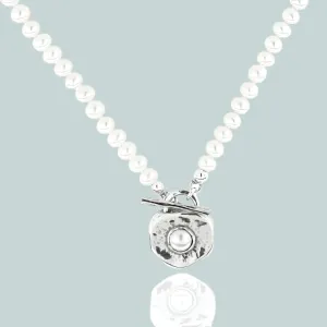Pearls necklace with sterling silver pendant / fresh water sterling silver necklace.