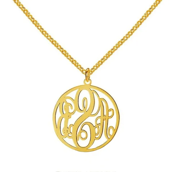 Personalized 925 Sterling Silver Hollow Round Pendant Necklace, Engrave Initials Necklace, Gift Jewelry for Friends & Family