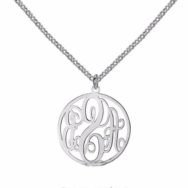 Personalized 925 Sterling Silver Hollow Round Pendant Necklace, Engrave Initials Necklace, Gift Jewelry for Friends & Family